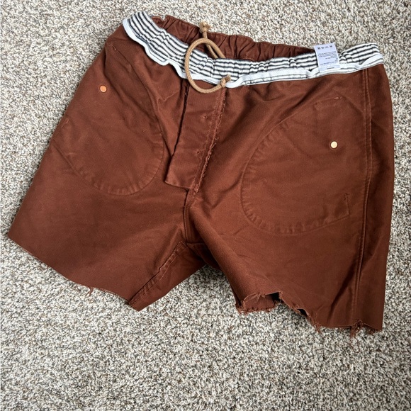 Freenote cloth premium 13 ounce deck shorts in Rust Brown Drawstring - Picture 8 of 8